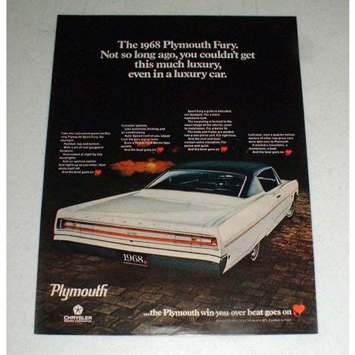 1968 Plymouth Fury Car Ad - This Much Luxury!