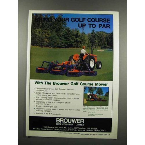 1983 Brouwer Golf Course Mower Ad - Up to Par