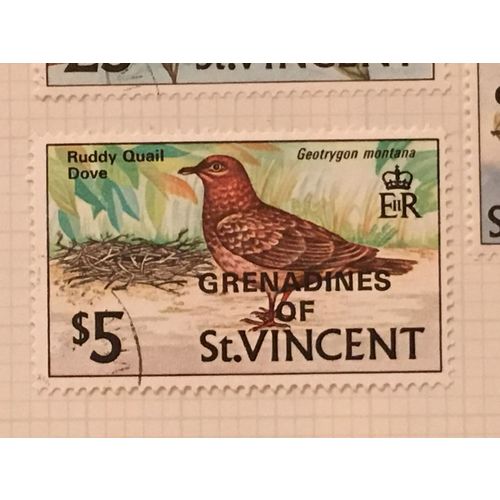 Grenadines St Vincent QEII 1974 Birds $5 Ruddy Quail Dove Used SG 17 Sc 17 stamp