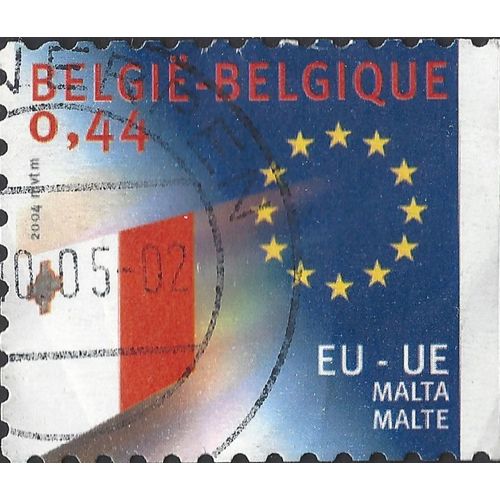 BELGIUM, European Union - Flag of Malta, blue 2004, €0.44