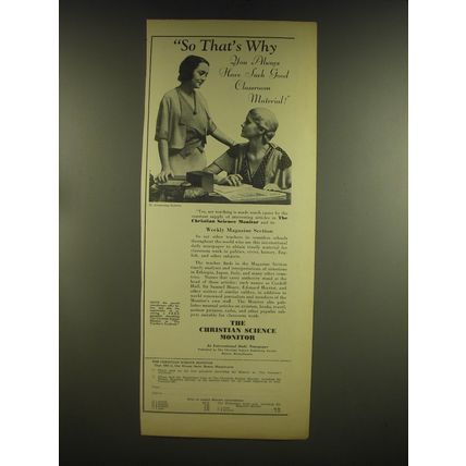 1935 Christian Science Monitor Ad - you always have such good classroom material