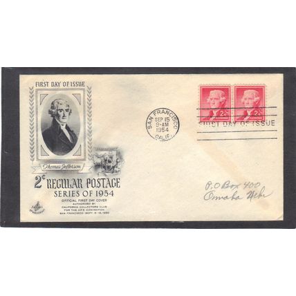 FDC Art Craft 1033 2c Thomas Jefferson Pair (Cachet-Penciled/A) CV42100