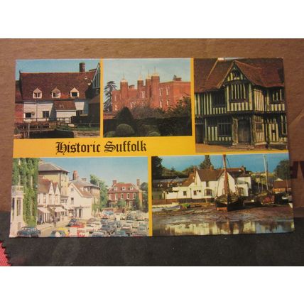 multiview, HISTORIC SUFFOLK county unused postcard Colourmaster dated 1980 =