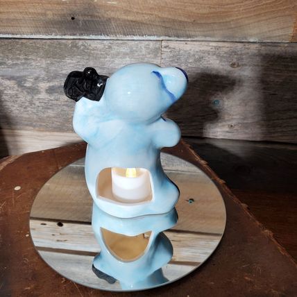 Whimsical Happy Ghost w/ Jack o' Lantern & Bat Votive Candle Holder - #1