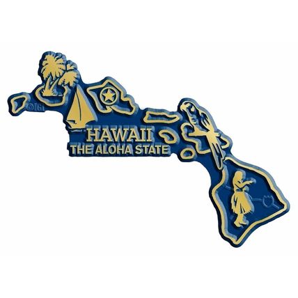 Hawaii The Aloha State Map Fridge Magnet