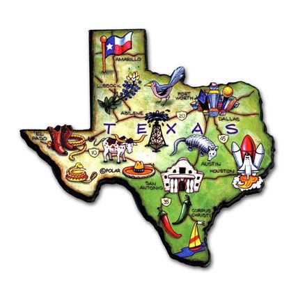 Texas the Lone Star State Artwood Jumbo Fridge Magnet