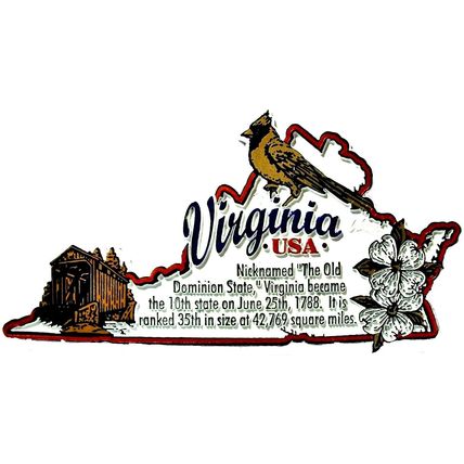 Virginia the Old Dominion State Outline Montage Fridge Magnet