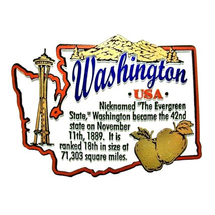 Washington the Evergreen State Outline Montage Fridge Magnet