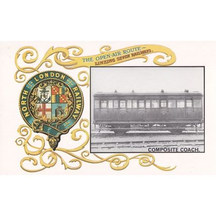 North London Railway Composite Coach Train Postcard