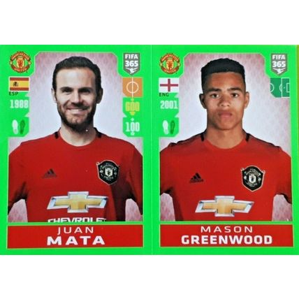 Panini Fifa 365 2020 Juan Mata MASON GREENWOOD MANCHESTER UNITED Sticker #71
