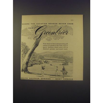 1956 The Greenbrier Resort Advertisement