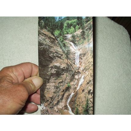 vtg seven falls colorado waterfalls postcard 10" x 4" unposted