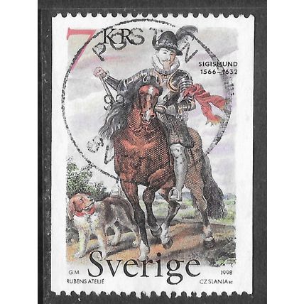 SWEDEN 1998 SLANIA ENGRAVED SIGISMUND ON A HORSE USED SON