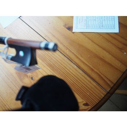 Violin Bow 3/4 Size, Genuine Pernambuco round stick, Ebony Frog, silver lapping