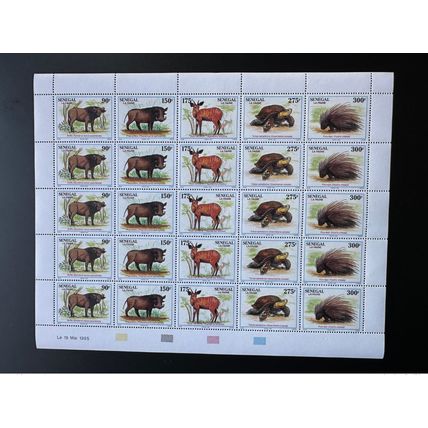 Sénégal 1995 Mi. 1389 - 1393 Faune Tortue Turtle Buffle Phacochère planche
