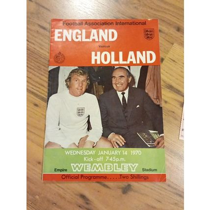 1970 England vs Holland / Netherlands – Programme & Ticket **FREE P&P**