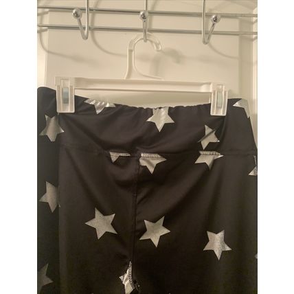 Live Love Dream Women's Silver Star Theme Yoga Leggings Pants Black Size XL