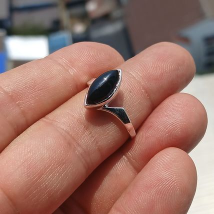 Minimalist Black Onyx silver Ring, Sterling Silver Ring, Gift, black Onyx Gem