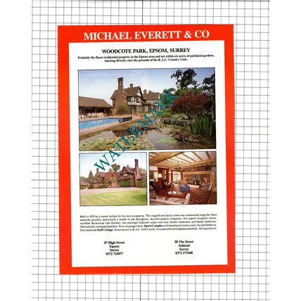 Woodcote Park Epsom Surrey House Sale Advert - 1991 Clipping / Print