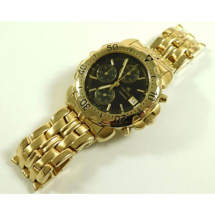 Working Oskar Emil Caesium Quartz 23ct GP Chronograph Wristwatch Ltd Edition