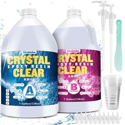 Epoxy Resin 2 Gallon Kit, Upgraded Crystal Clear Resin Epoxy Food Safe with Pump