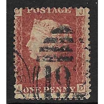 GB 1858 QUEEN VICTORIA 1d RED PLATE 152 USED SG43 / 44 " JD "