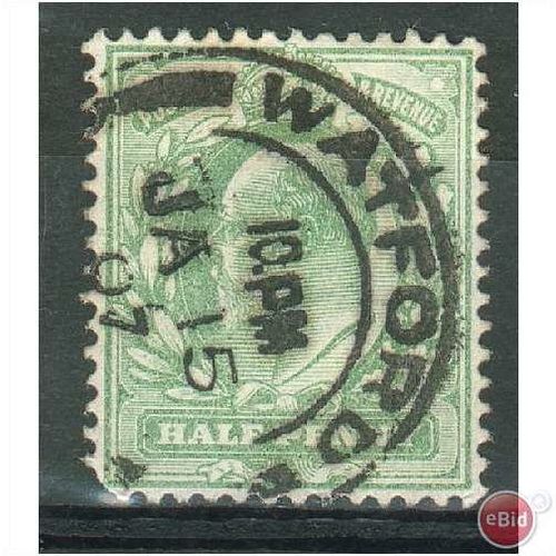 GB stamps 1902-10 KEV11 - 1/2d SG215 Watford cancel 13