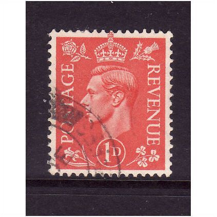 GREAT BRITAIN 1941 GEORGE VI SG 486 1d PALE SCARLET FINE USED #4
