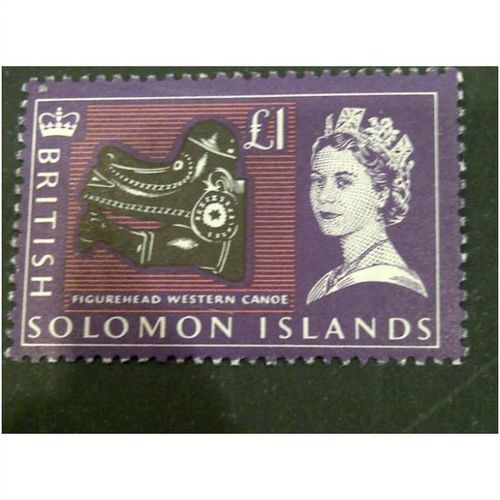 British Solomon Islands QEII 1965 £1 Black Deep Reddish Violet & Pink MM SG 126