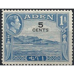 Aden 1951 SG36 5c on 1a Pale Blue Mounted Mint .. ..