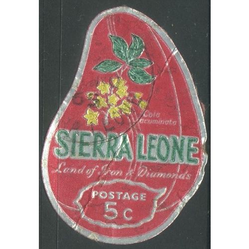 Sierra Leone 1965 - SG381 - 5c silver on red - Cola Plant & Nut - used​