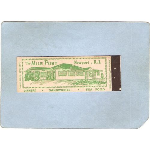 Rhode Island Newport Matchcover The Mile Post w/Info Inside Full Length Ma~1298