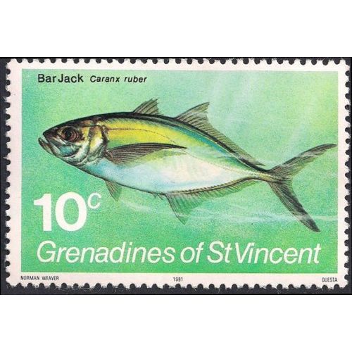 GRENADINES, FISH, Bar Jack, green 1981, 10c