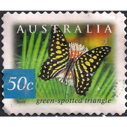 AUSTRALIA, BUTTERFLY, Green-spotted triangle, blue 2003, 50c