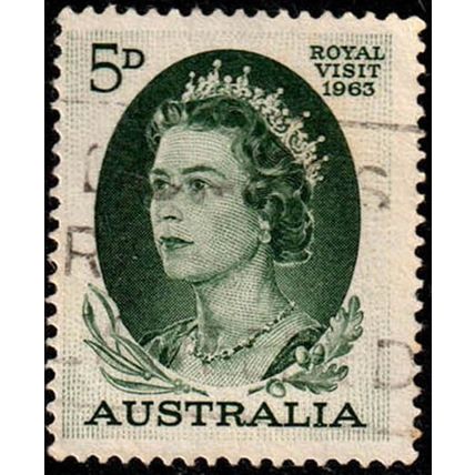 Australia 1963 Queen Elizabeth II Royal Visit 5d Used Stamp.. QE II