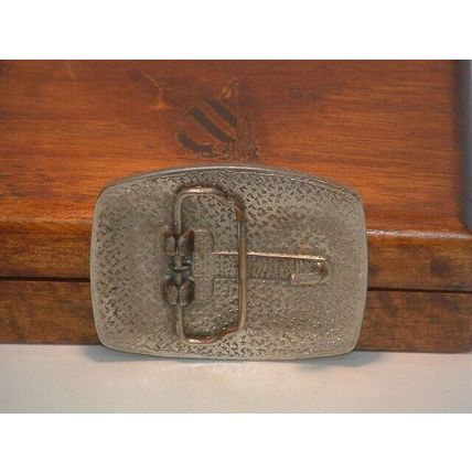 Pre-owned Metal & Leather Engraved Canada Belt Buckle