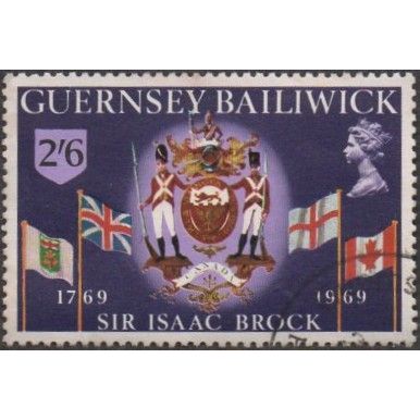 Guernsey 1969 2/6d Value. (Two Shillings & Six Pence).Sir Isaac Brock. Fine Used