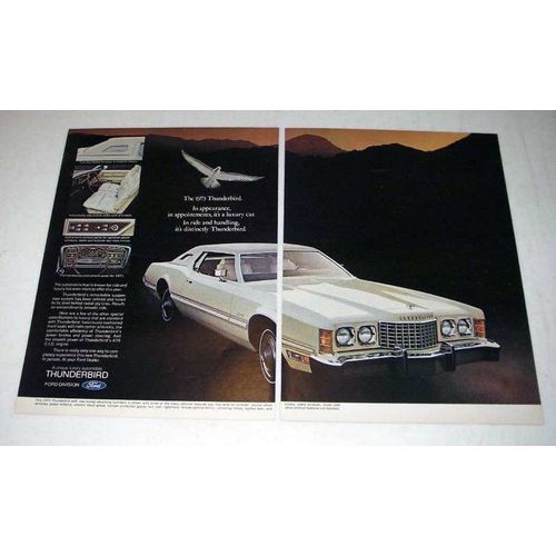 1973 2-page Ford Thunderbird Car Ad - Luxury Car!