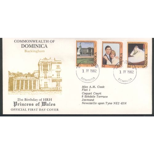 Dominica FDC 1982 - SG821/23 - 21st birthday of Diana, Princess Of Wales