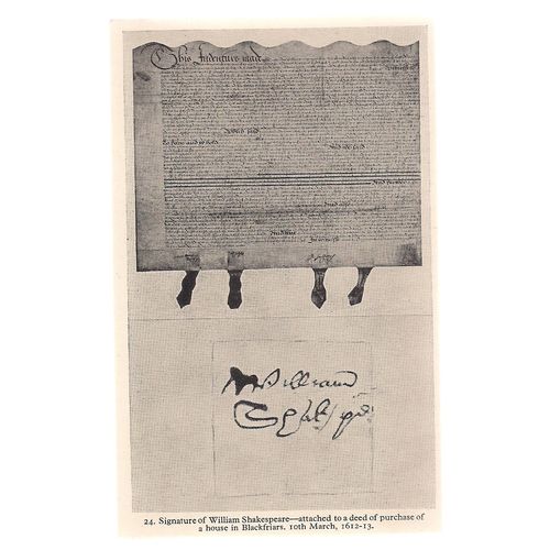 WILLIAM SHAKESPEARE SIGNATURE, unused vintage postcard GUILDHALL MUSEUM, LONDON=