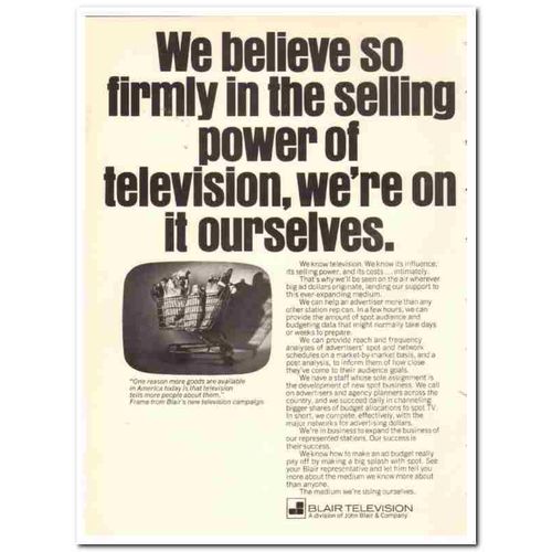 JOHN BLAIR COMPANY 1973 selling power television media vintage ad
