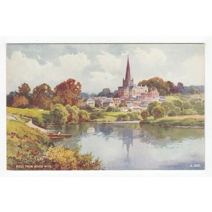 Ross from the River Wye EWH Art Postcard Herefordshire A1502