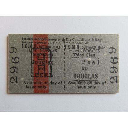 Isle of Man Railway Peel-Douglas HM Forces Ticket #774