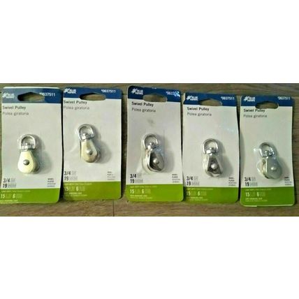 LOT of 5 Packs Blue Hawk Swivel Pulley 3/4" Light-Duty Nickel-Plated - FAST SHIP