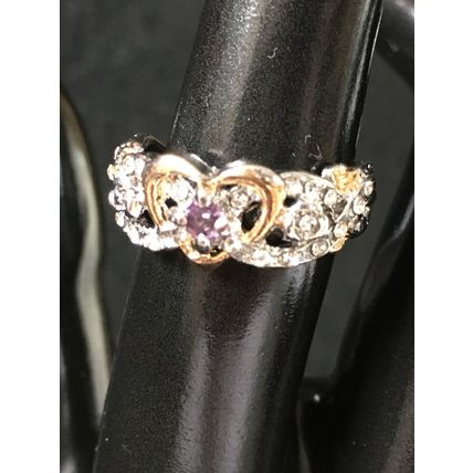 Ring Engagement Promise Heart Shaped Two Tone Ring #79 USA Seller
