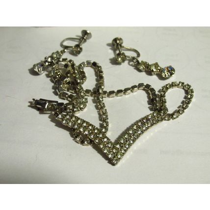 Vintage Sparkly Rhinestone Encrusted Necklace & Earring Set