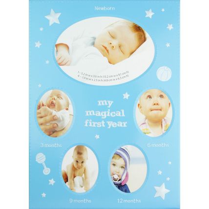 My First Year Photo Frame Gift Baby Boy Christening Gift 5 Month Stages Blue