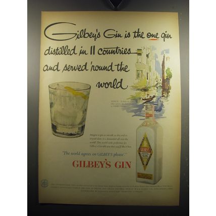 1957 Gilbey's Gin Advertisement - Venice - Gilbey's Gin is the one gin