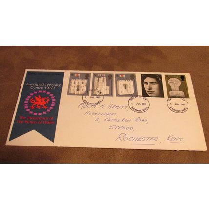 1969 FDC Cover - Prince / King Charles Investiture @ Carnarvon Castle -Aldershot