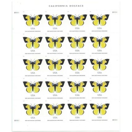 California Dogface Butterfly Sheet of 20 Non Machinable Stamps Scott 5346